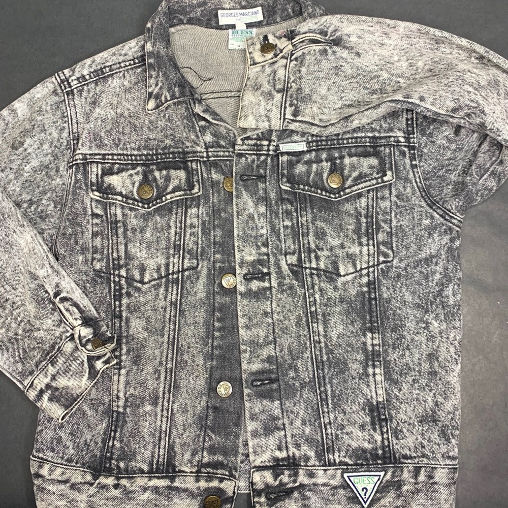 Guess Jean Jacket Stonewashed Black and White
